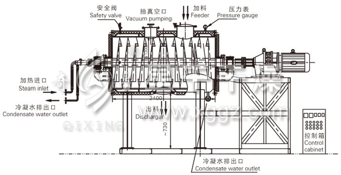 真空耙式干燥機(jī)結(jié)構(gòu)示意圖